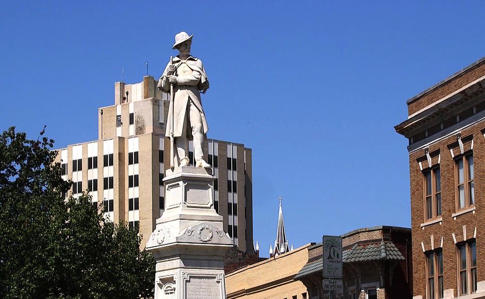 The Civil War monument at the intersection of Second Street and Cotton Avenue in Macon was erected in 1879 as a memorial to the Macon citizens who were killed fighting for the Confederacy.