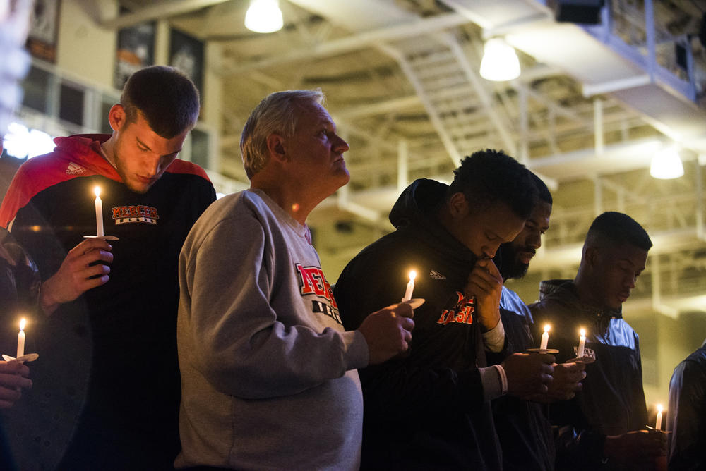 Mercer University Head Basketball Coach Bob Hoffman and his team mourn teammate Jibri Bryan a few days after his killing. 