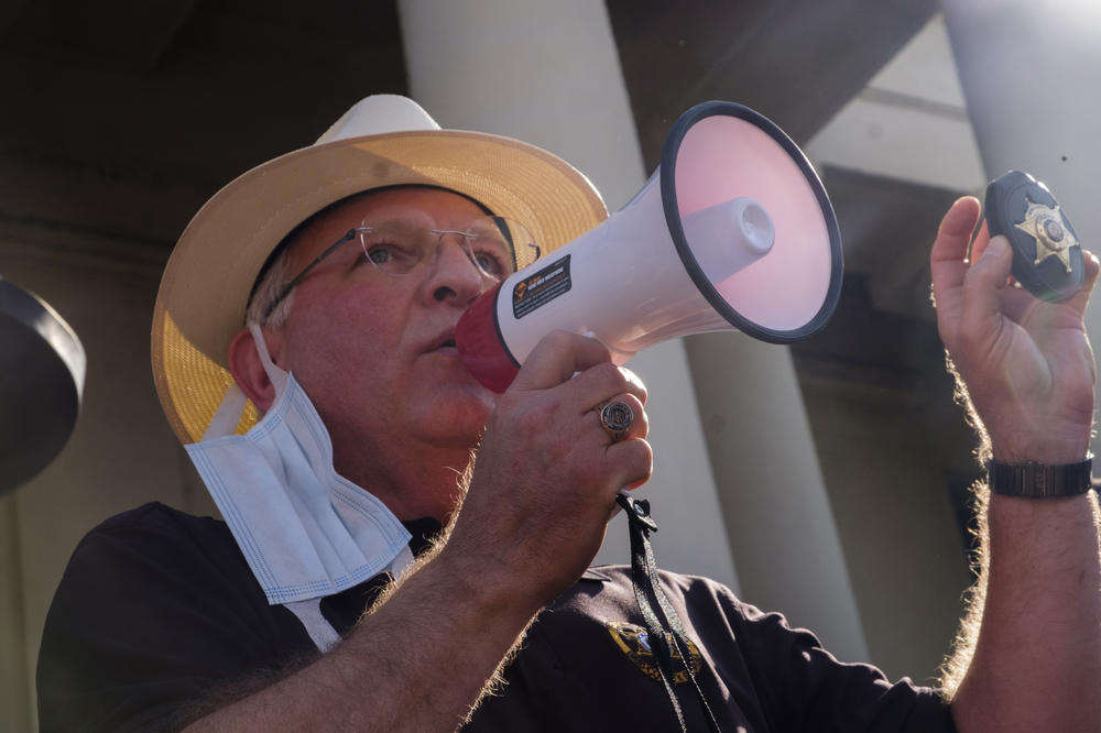 Macon-Bibb Sheriff David Davis spoke out against police violence and brutality at the Tuesday march in Macon. 