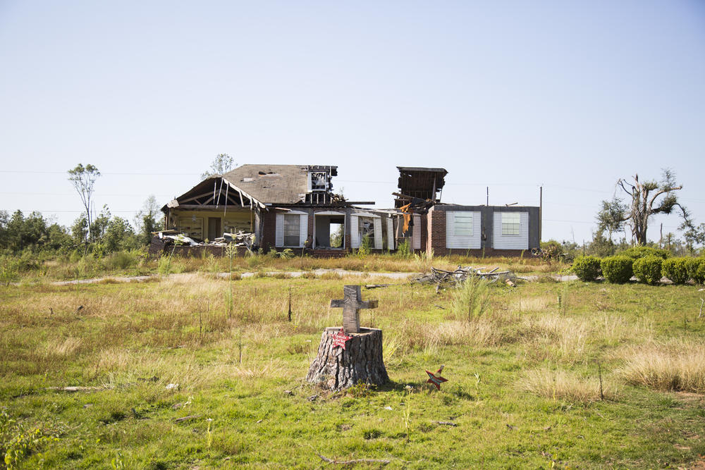 A home damaged by the January 22, 2017 tornado that hit the area around Albany. Many homes are either in still in need of major repairs  in the area as Hurricane Irma bears down on the Southeast.