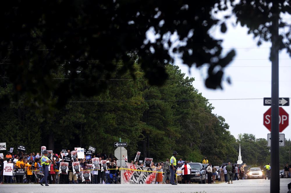 The scene outside the Troy Davis execution in 2011.