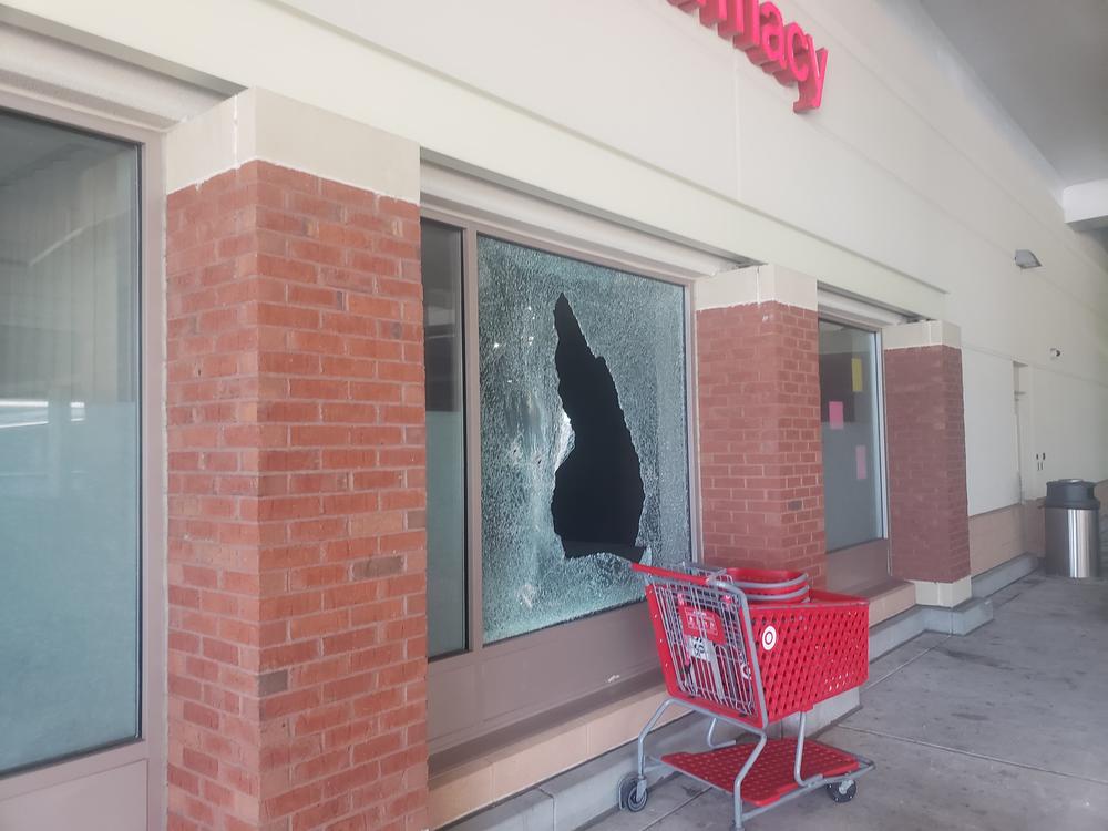A window was broken out at the Sidney Marcus Target in Buckhead following a night of violent protests across the city.