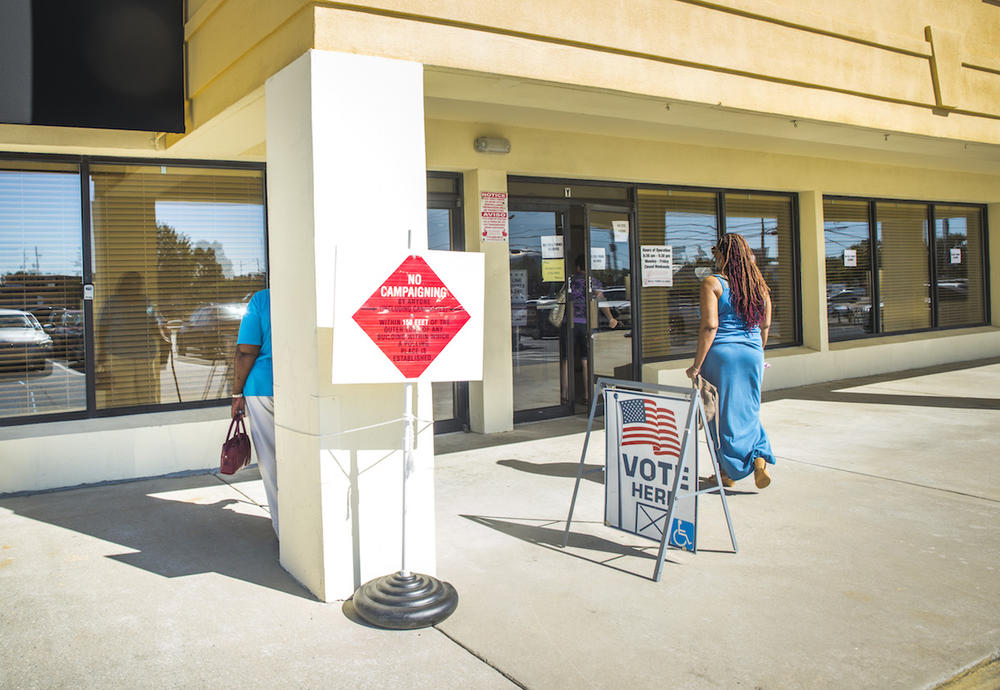 The entrance to the Macon-Bibb County Board of Elections, where voting was steady on the second day of early voting in 2016.