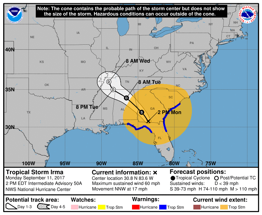 Latest update from the National Hurricane Center. Heavy rain and high winds expected into the night.