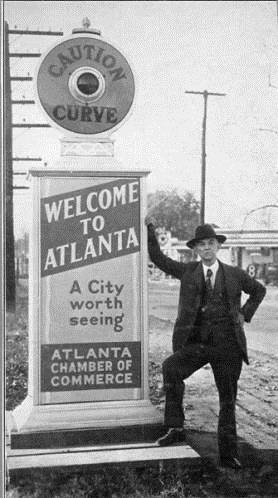 A 1930 sign invites visitors into the city of Atlanta.