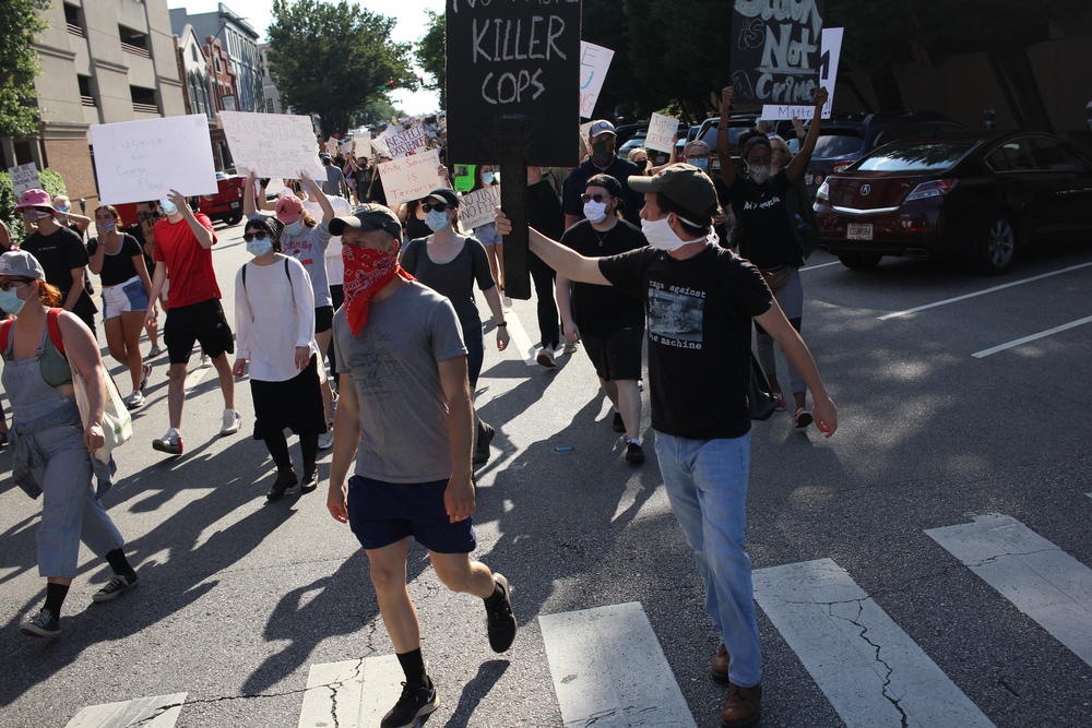 Protesters in Athens at a recent march against social injustice.