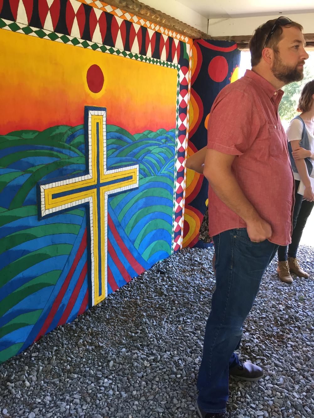 A brightly-colored cross at Pasaquan 