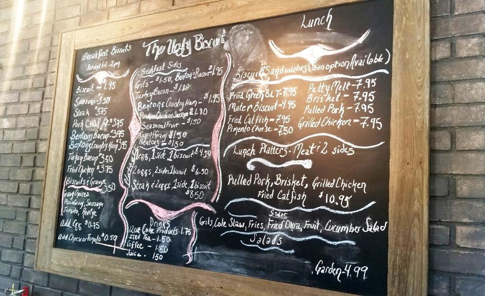 The Ugly Biscuit menu