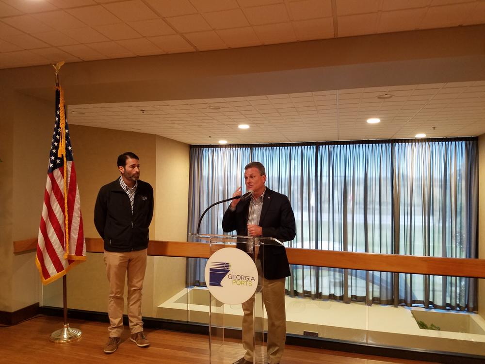 Rep. Buddy Carter (R-GA) and Rep. Garret Graves (R-LA) discuss the Savannah Harbor Expansion Project after touring the Port of Savannah.