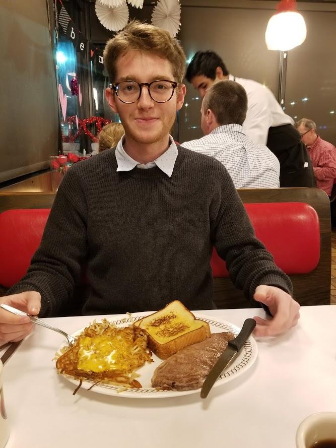 Emily's boyfriend, Will Twait, at Waffle House on Valentine's Day