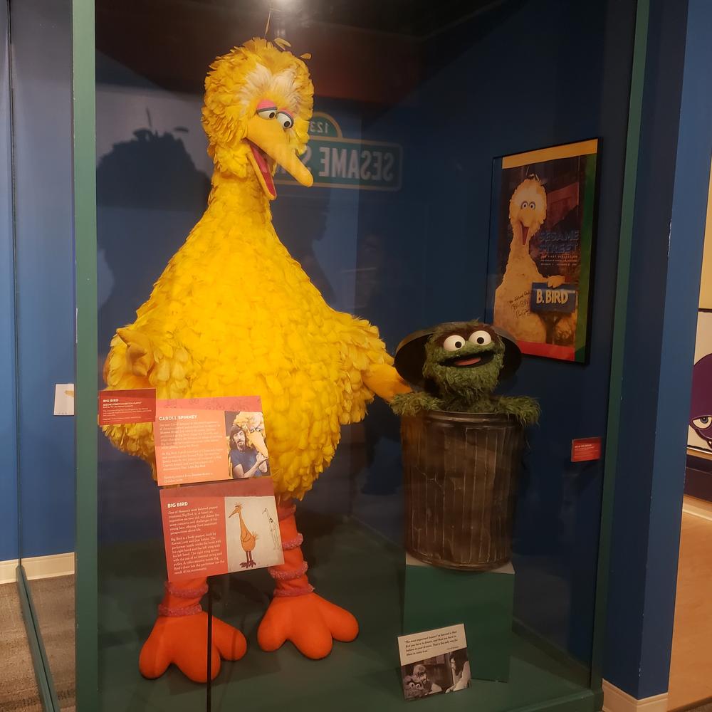 The center has moved their Big Bird and Oscar the Grouch puppets into a singular display case in tribute to Spinney.