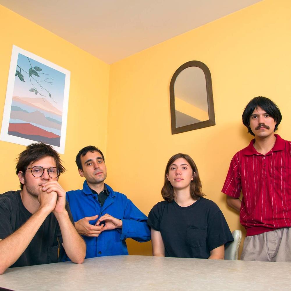 Palm, an American experimental band. Eve Alpert and Kasra Kurt both play the guitar,  Gerasimos Livitsanos is on bass and Hugo Stanley is on the drums.