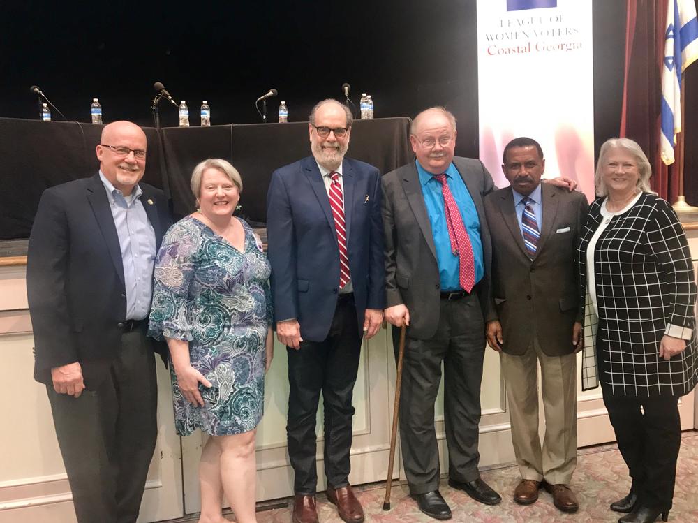 From left to right, Eric Johnson, Cuffy Sullivan, Bill Nigut, Jim Galloway, Al Scott, Susan Catron.