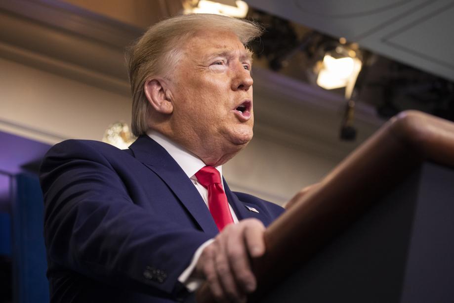 President Donald Trump speaks in the press briefing room at the White House, Saturday, Feb. 29, 2020, in Washington. 