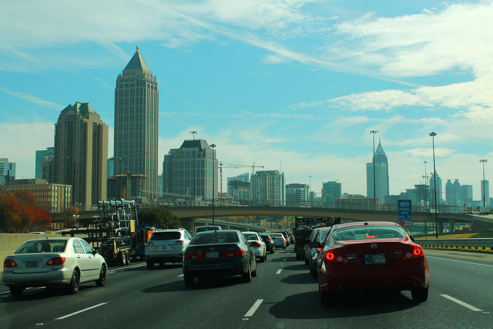Afternoon traffic on I-75/85 in downtown Atlanta