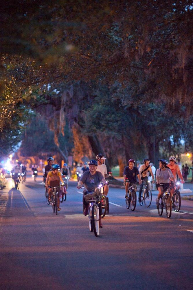 Take a nighttime ride around historic Savannah with the Moonlight Garden Ride