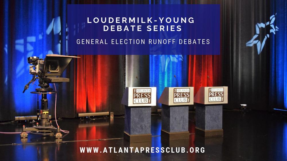 The Atlanta Press Club Loudermilk-Young Debate Series will host the General Election Runoff debate for secretary of state at 11:30 a.m. Tuesday at Georgia Public Broadcasting. 