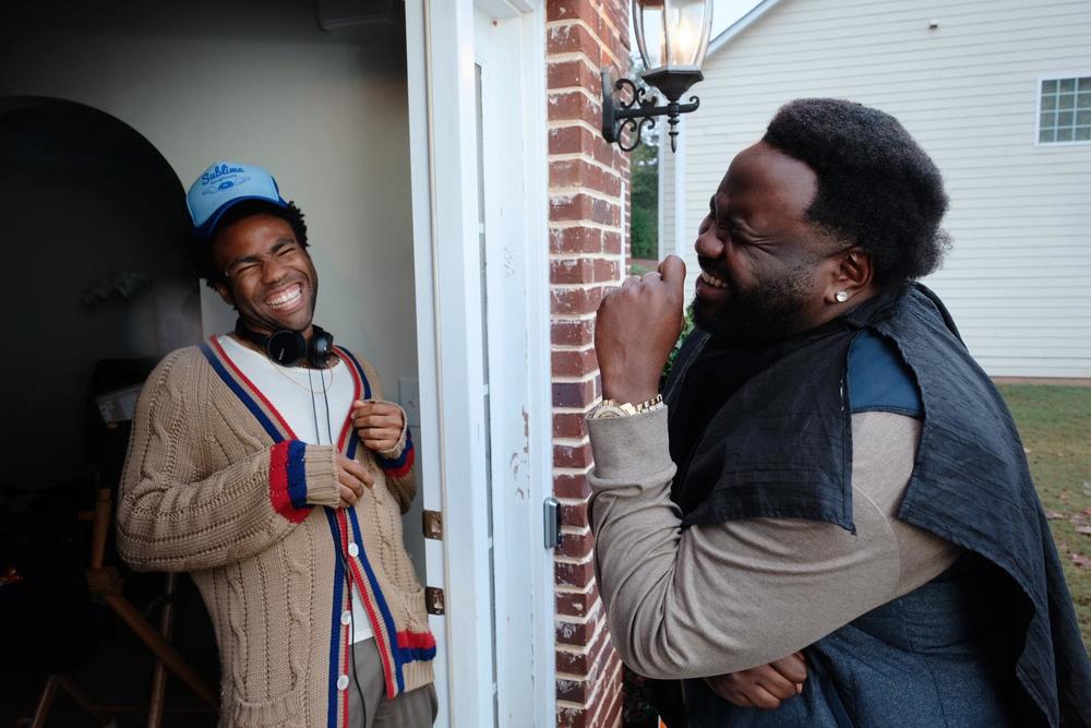 Actors Donald Glover and Brian Tyree Henry on the set of FX's Atlanta.