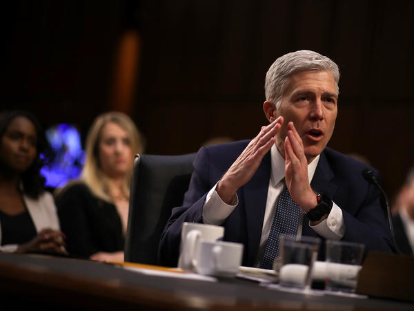 Judge Neil Gorsuch testifies on Capitol Hill on Wednesday before the Senate Judiciary Committee.