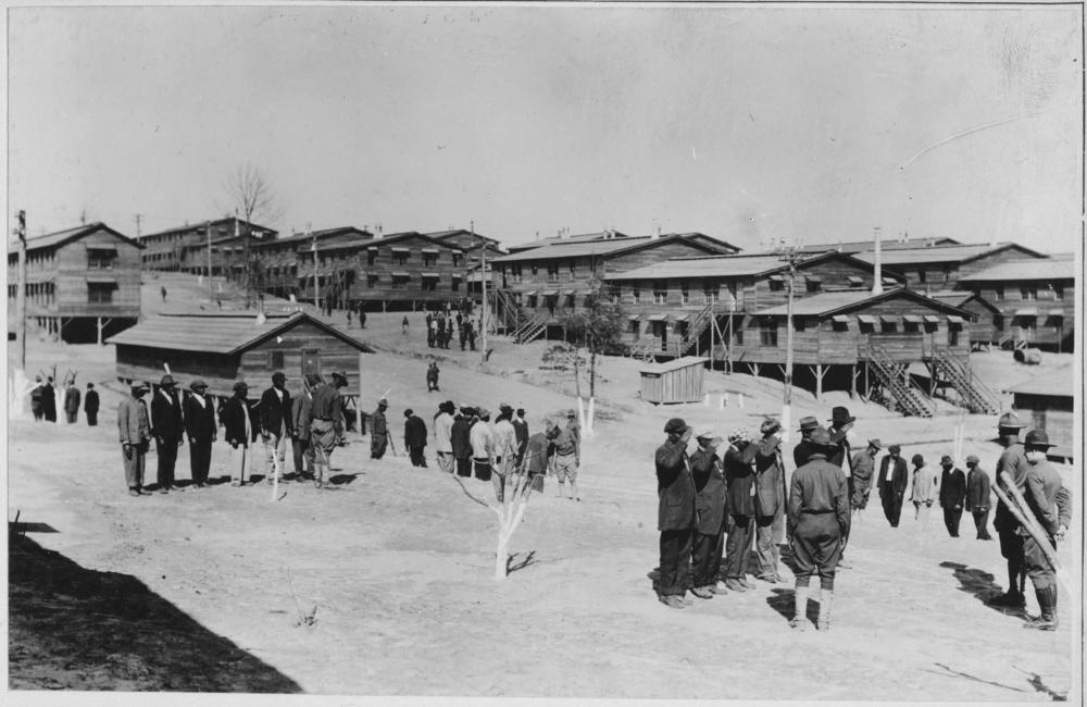 Recruits receive instruction at Camp Gordon, Georgia, on March 4, 1918.