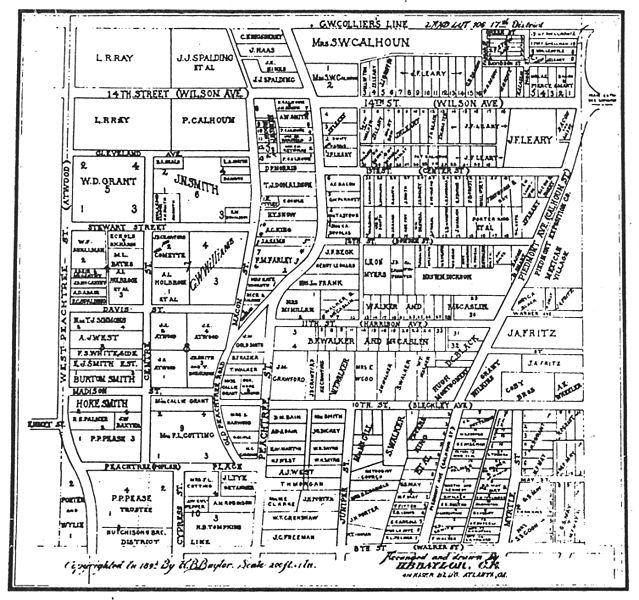A map of Midtown, 10th and Peachtree in 1895. 