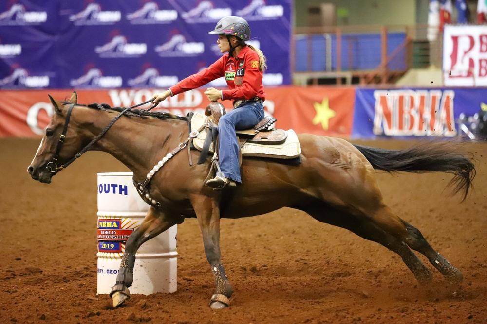 Abigail Poe riding a horse in 2018.