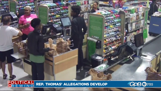 Store surveillance video shows a confrotation between a state lawmaker and Publix shopper.