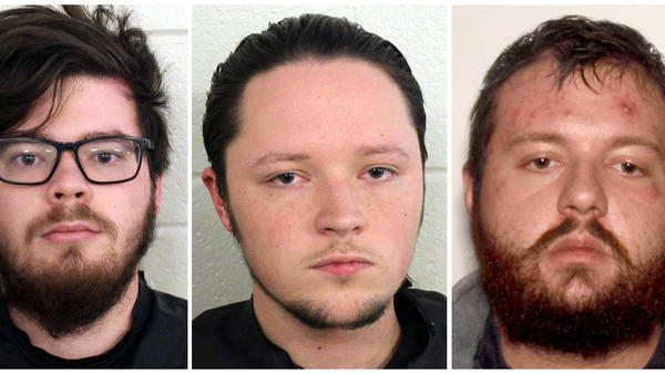 From left: Luke Austin Lane, Jacob Kaderli and Michael Helterbrand are accused of plotting "to overthrow the government and murder a Bartow County couple," according to police in Floyd County, Ga.