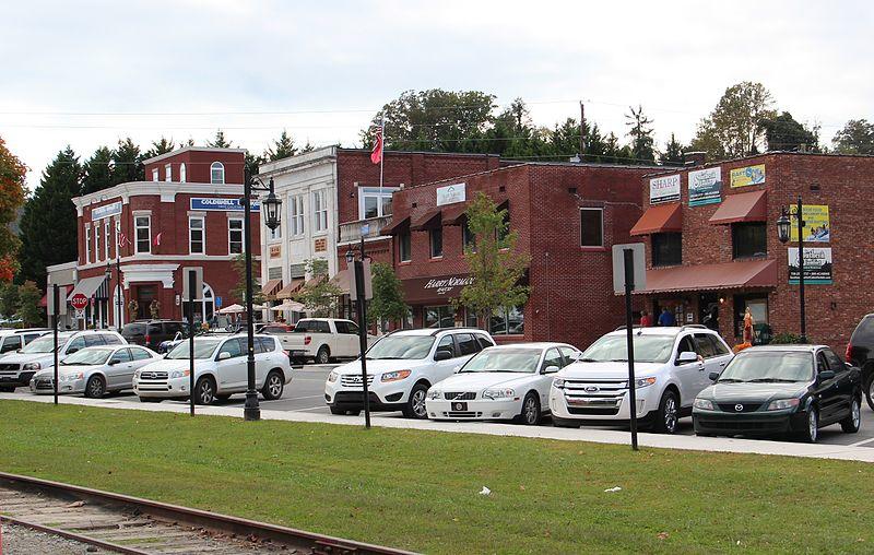 Downtown Blue Ridge, GA is built around an historic train depot. 