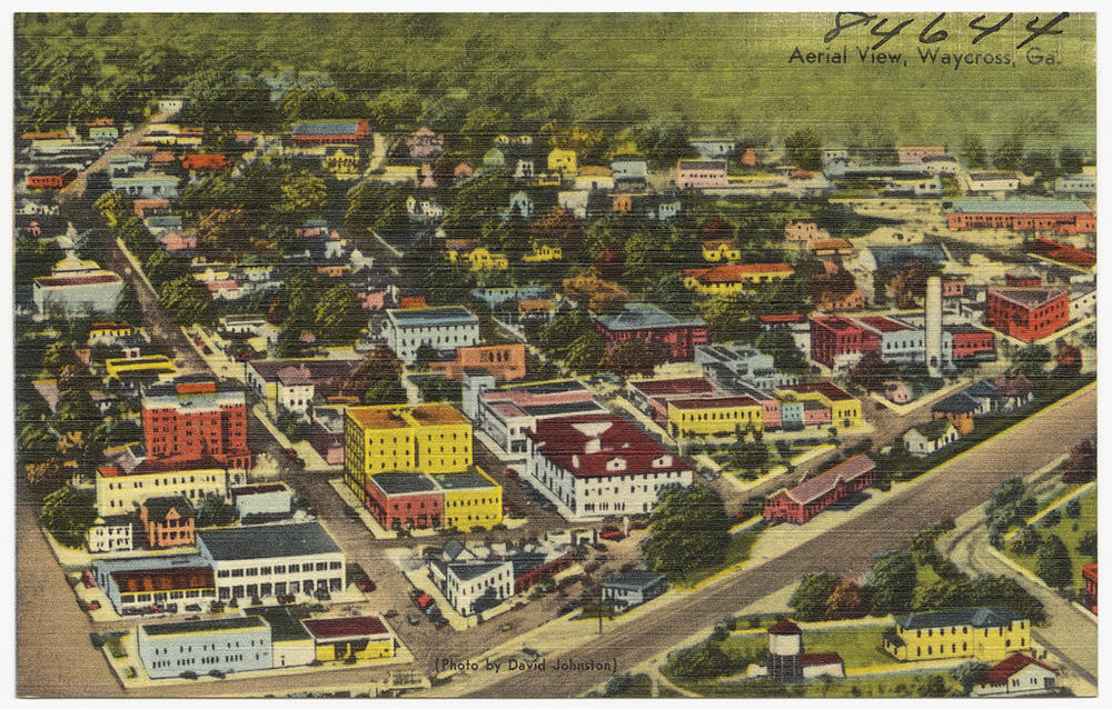 An arial view of Waycross, Georgia