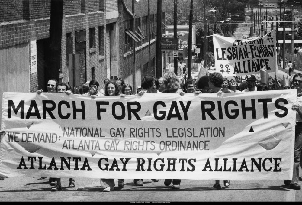 Gay rights demonstration in Atlanta in the 1980s.