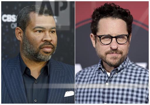This combination of photos shows Jordan Peele at the Los Angeles premiere of 