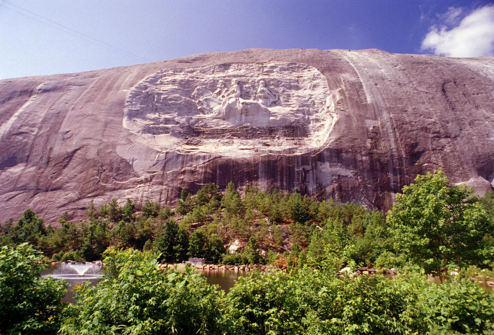The face of Stone Mountain in Stone Mountain, Georgia, seen here July 1995, depicts three Southern Confederate heroes; Gen. Robert E. Lee, Gen. Stonewall Jackson and Pres. Jefferson Davis. 