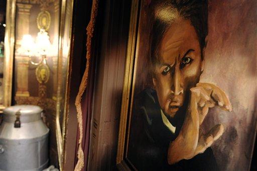 A portrait of legendary illusionist Harry Houdini hangs in the "Houdini Room" at the Magic Castle in Los Angeles, Friday, Oct. 24, 2008.