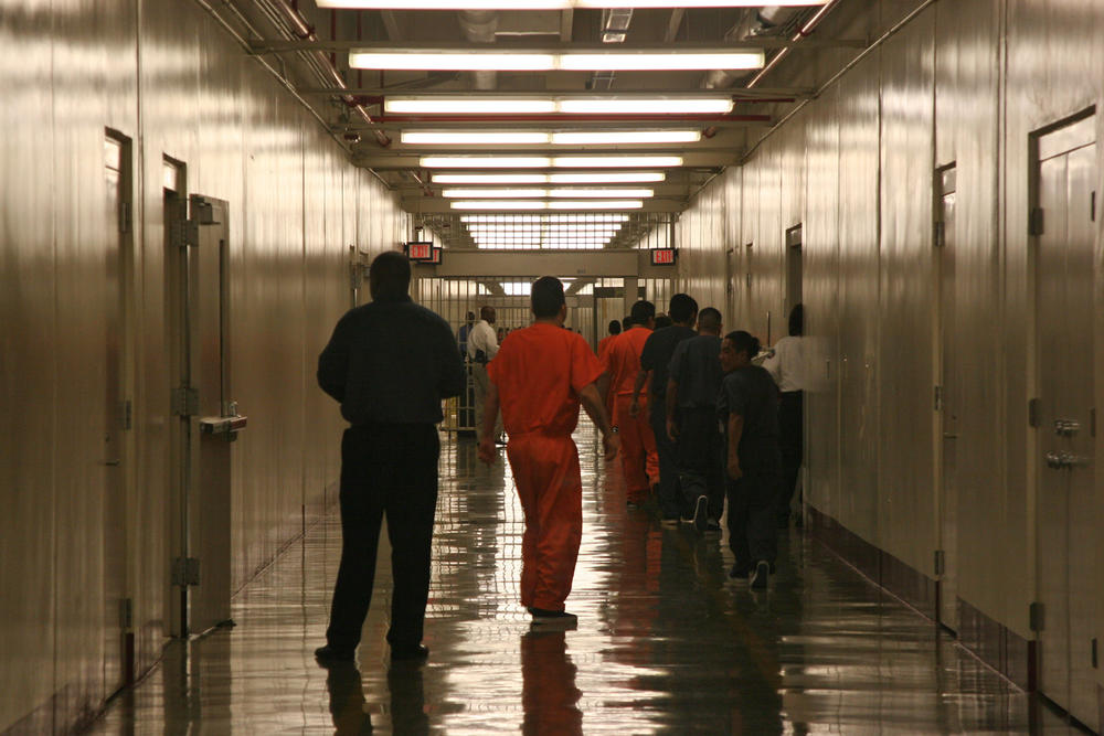File photo of detainees leaving the cafeteria at the Stewart Detention Facility, a Corrections Corporation of America immigration facility in Lumpkin, Ga. April 13, 2009