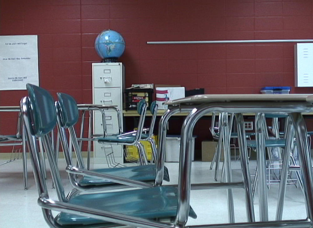In this file photo, chairs sit empty in a classroom of Hunt Elementary School in Fort Valley, Ga., on Monday, May 17, 2010.