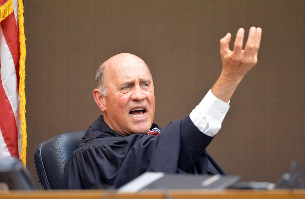 Fulton County Superior Court Judge Jerry Baxter during the trial where 11 former Atlanta Public Schools educators were convicted of racketeering in one of the nation's largest school cheating scandals,