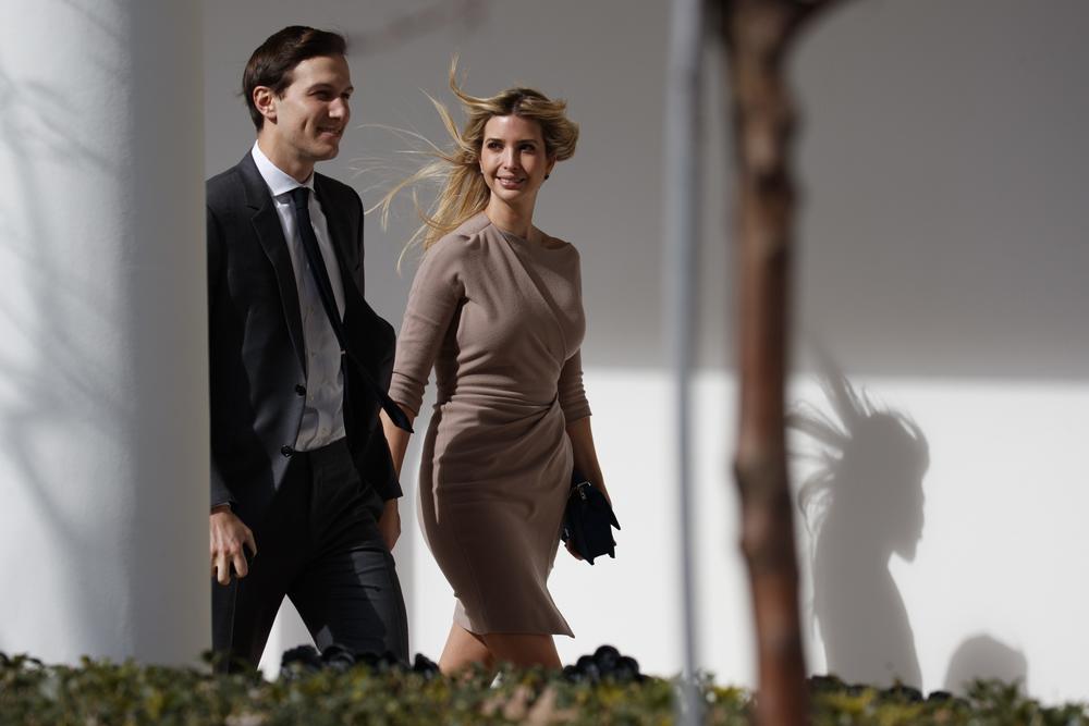 Ivanka Trump, right, walks with her husband Jared Kushner, senior adviser to the president, at the White House.
