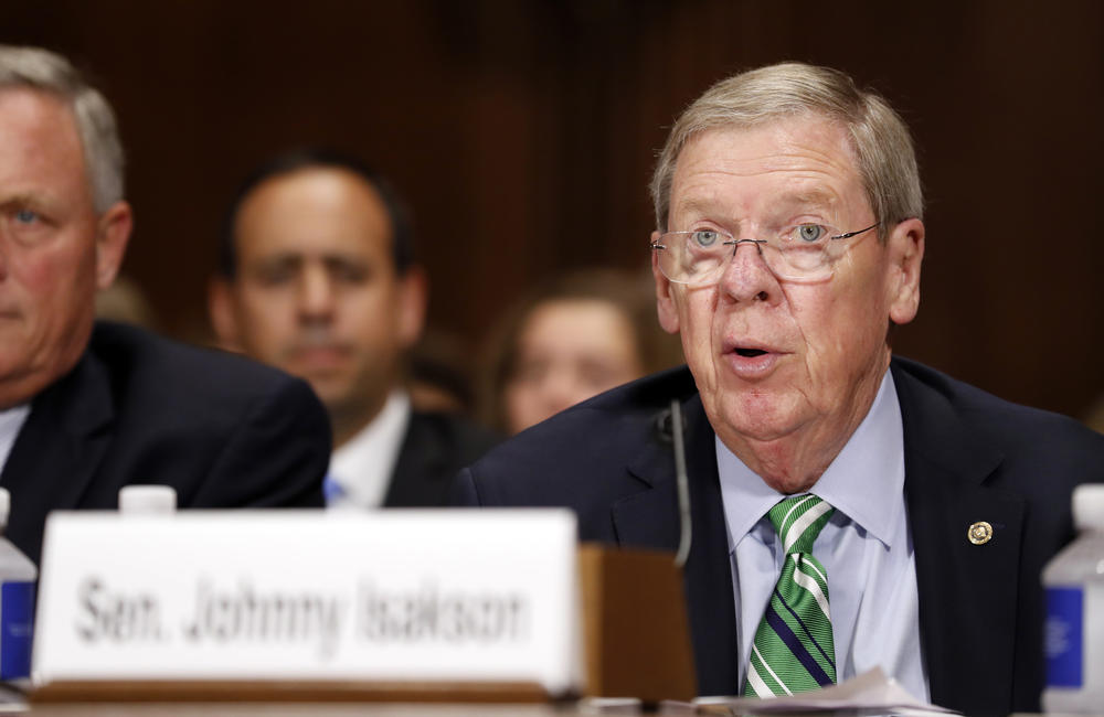 Sen. Johnny Isakson, R-Ga., speaks during a Senate Judiciary Committee hearing for Colorado Supreme Court Justice Allison Eid, on her nomination to the U.S. Court of Appeals for the 10th Circuit, on Capitol Hill, Wednesday, Sept. 20, 2017 in Washington. 