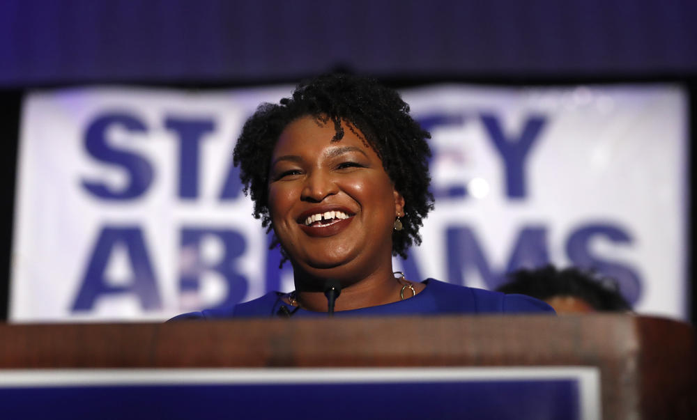 Democratic candidate for Georgia Governor Stacey Abrams speaks during an election-night watch party Tuesday, May 22, 2018, in Atlanta. 