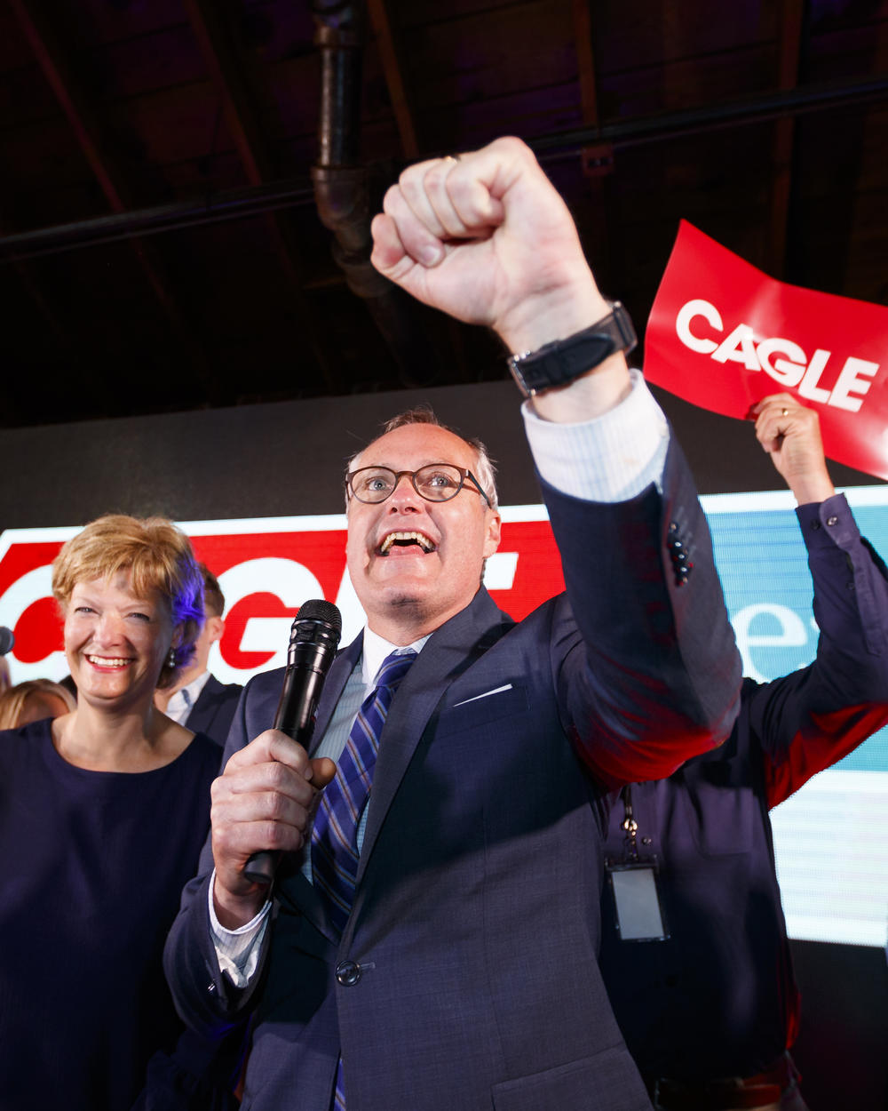 Republican candidate for Georgia Gov. Casey Cagle speaks to his supporters as he enters a runoff with Brian Kemp during an election-night watch party in Gainesville, Ga., Tuesday, May 22, 2018.