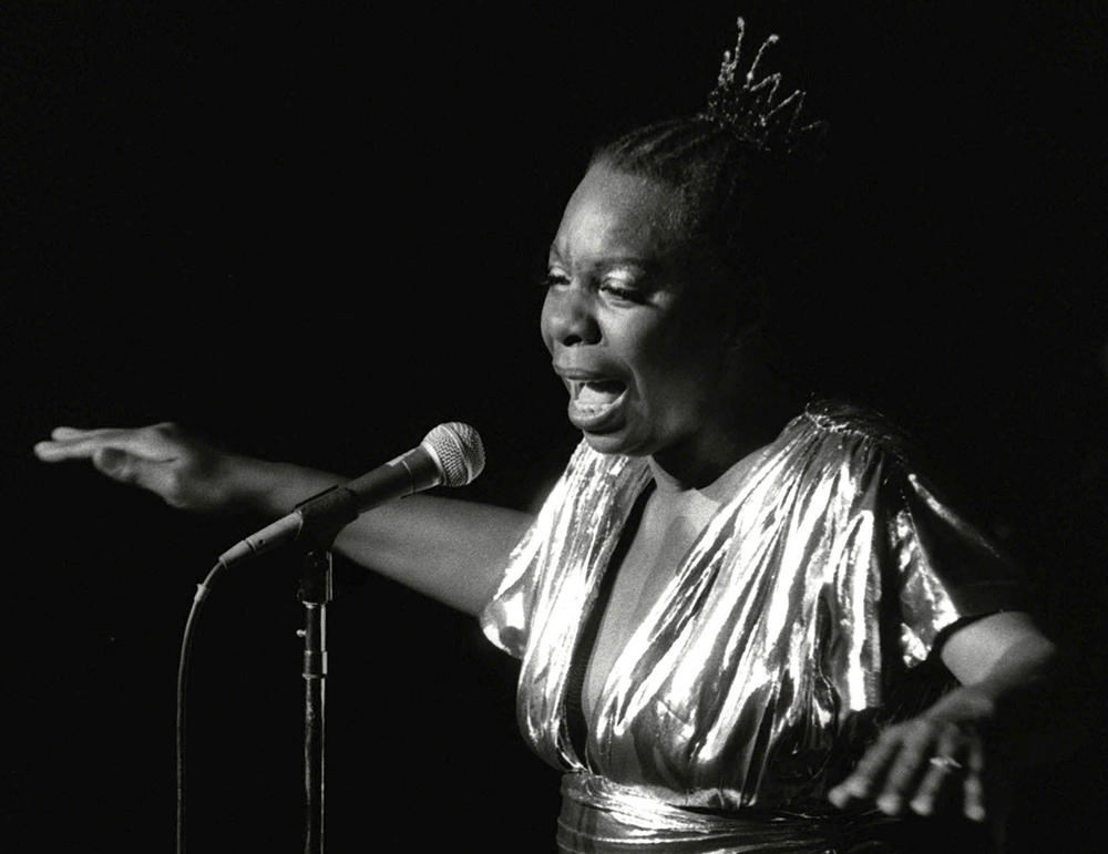 In this June 27, 1985 photo, Nina Simone performs at Avery Fisher Hall in New York.