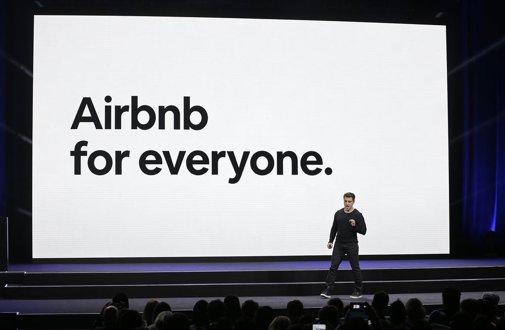 In this Feb. 22, 2018 file photo, Airbnb co-founder and CEO Brian Chesky speaks during an event in San Francisco.