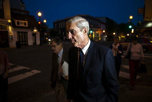 Robert Mueller departs after having dinner at Martin's Tavern in Georgetown, Monday, May 6, 2019, in Washington.