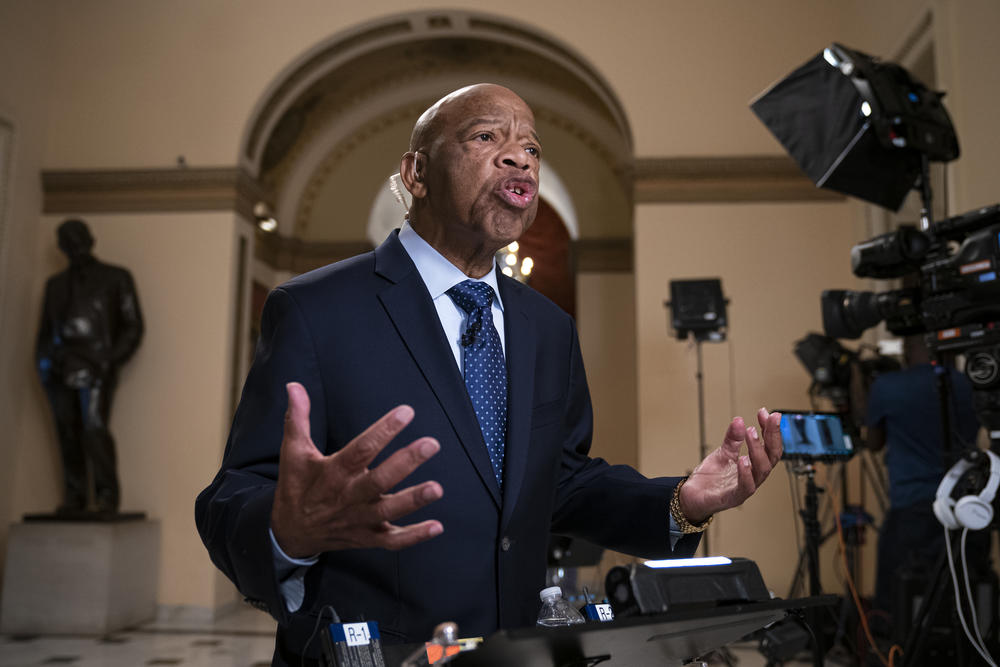 Rep. John Lewis, D-Ga. during a television news interview at the Capitol in Washington, Tuesday, July 16, 2019.