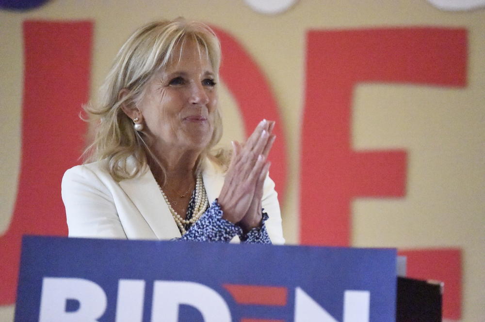 Jill Biden campaigns on behalf of her husband, Democratic presidential hopeful and former Vice President Joe Biden, on Saturday, Aug. 24, 2019, in Great Falls, S.C.