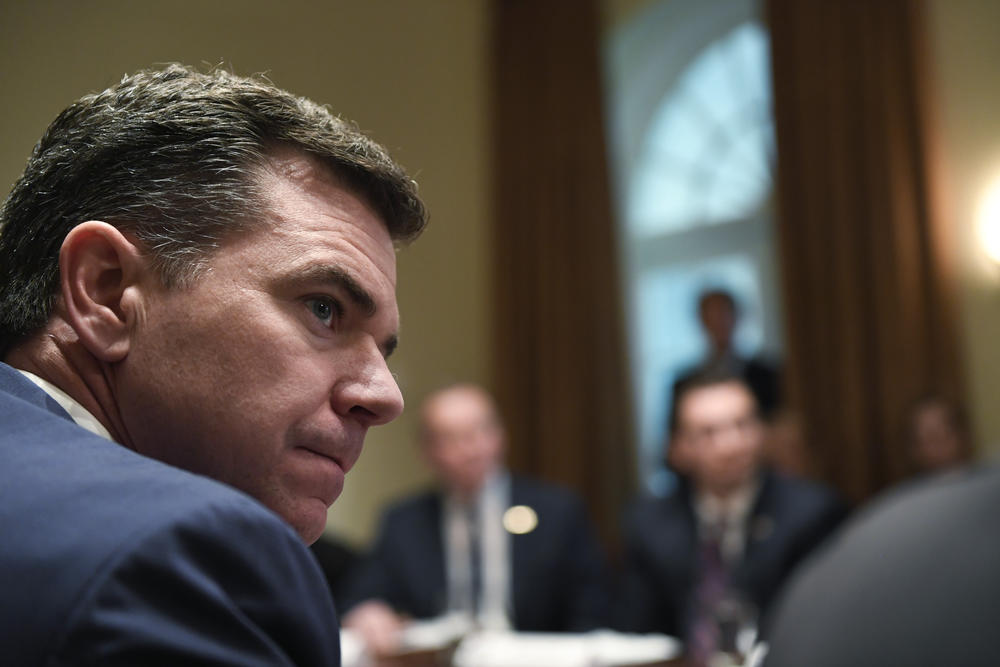 JUUL Labs Chief Executive Officer K.C. Crosthwaite listens during a meeting with President Donald Trump in the Cabinet Room of the White House in Washington, Friday, Nov. 22, 2019, on youth vaping and the electronic cigarette epidemic.