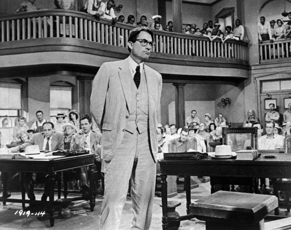  In this 1962 file photo originally released by Universal, actor Gregory Peck is shown as attorney Atticus Finch, a small-town Southern lawyer who defends a black man accused of rape, in a scene from 