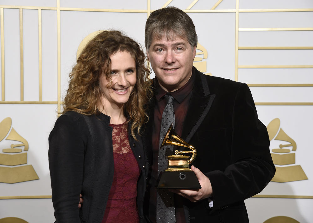 Abigail Washburn, left, and Bela Fleck winners of the award for best folk album for 
