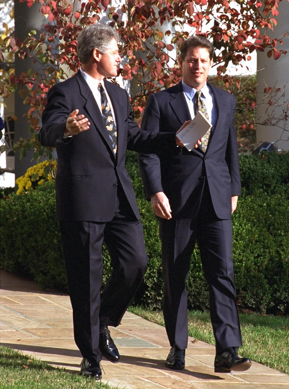 President Clinton and Vice President Gore walk to the South Lawn of the White House to sign the the Religious Freedom Restoration Act on Nov.16, 1993 